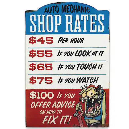 Cartel en Relieve Metal -SHOP RATES METAL