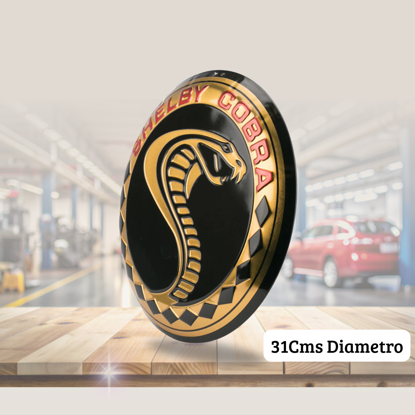 Cartel en Relieve Metal - SHELBY COBRA BOTON 31 Cms