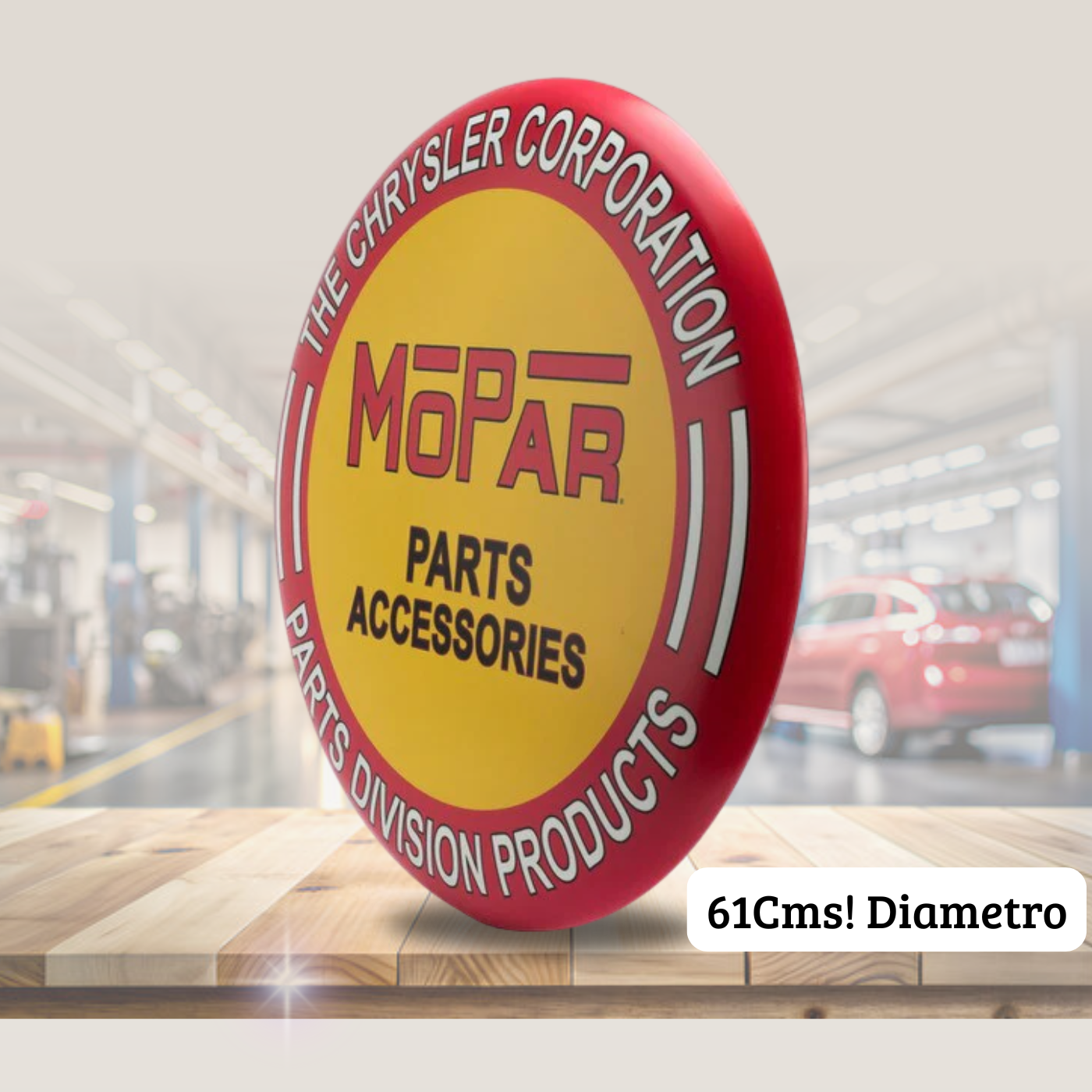 Cartel en Relieve Metal Grande - MOPAR PARTS BOTON 61 Cms Diametro