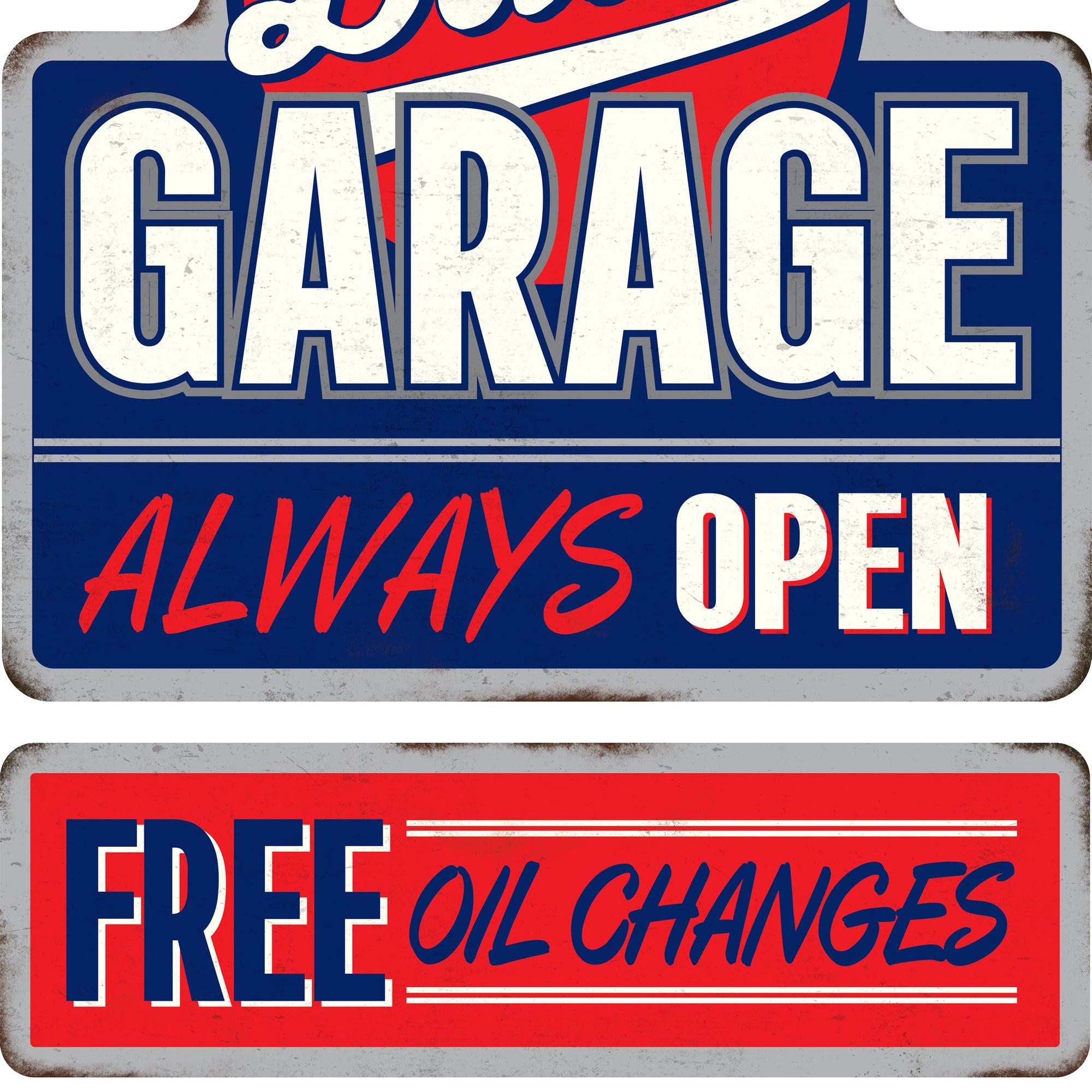 Cartel Troquelado - LINKED EMB TIN - DAD’S GARAGE