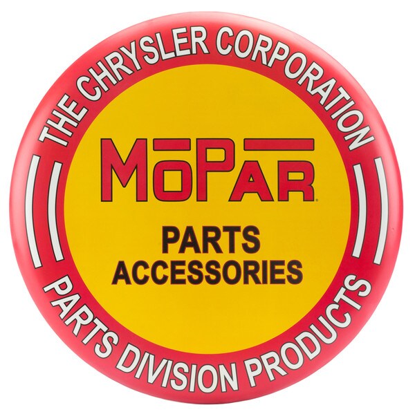 Cartel en Relieve Metal Grande - MOPAR PARTS BOTON 61 Cms Diametro