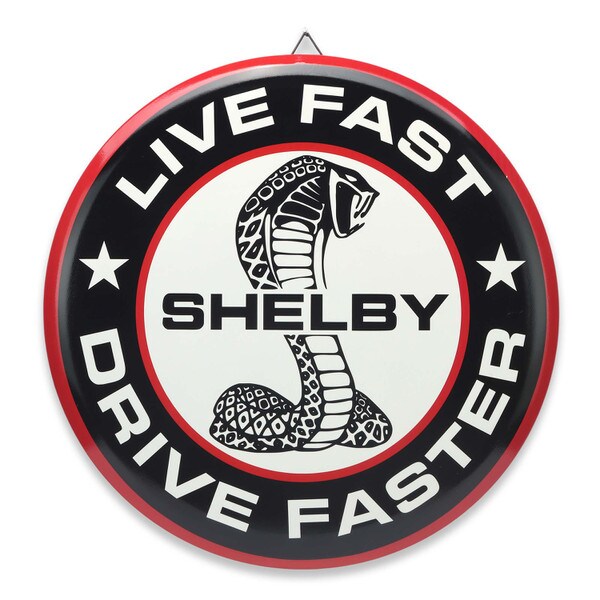 Cartel en Relieve Metal -SHELBY LIVE FAST BOTON 46 Cms!