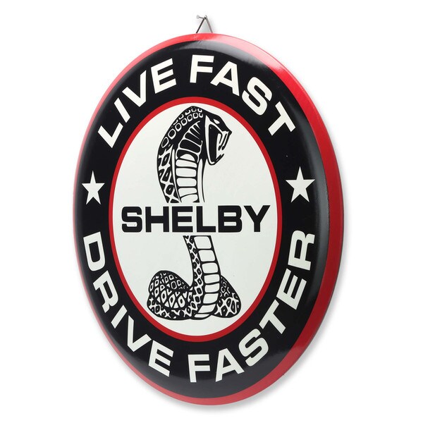 Cartel en Relieve Metal -SHELBY LIVE FAST BOTON 46 Cms!
