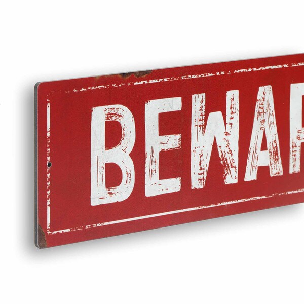 Cartel en Relieve Metal - BEWARE OF DOG X-METAL