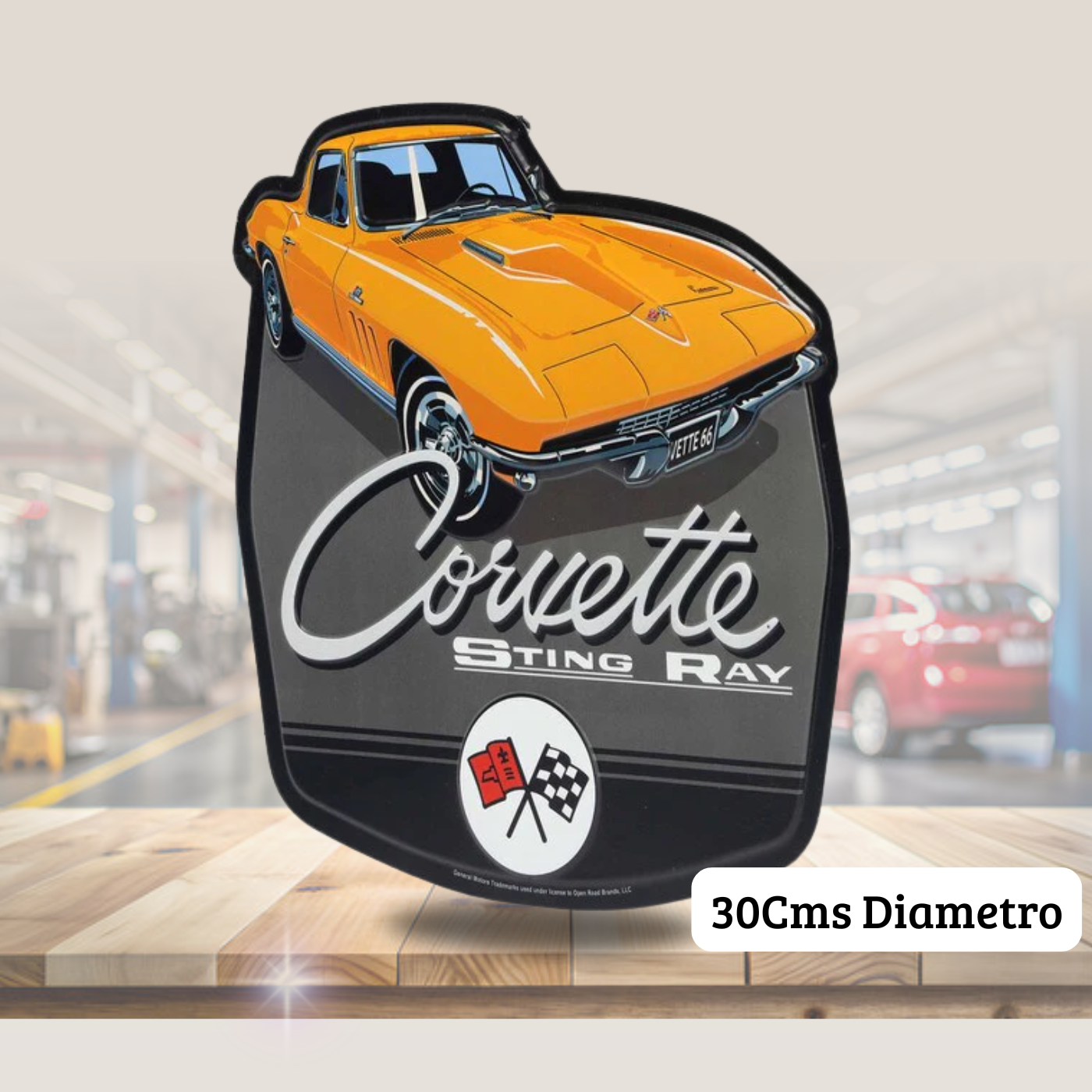 Cartel en Relieve Metal - CORVETTE STING RAY METAL
