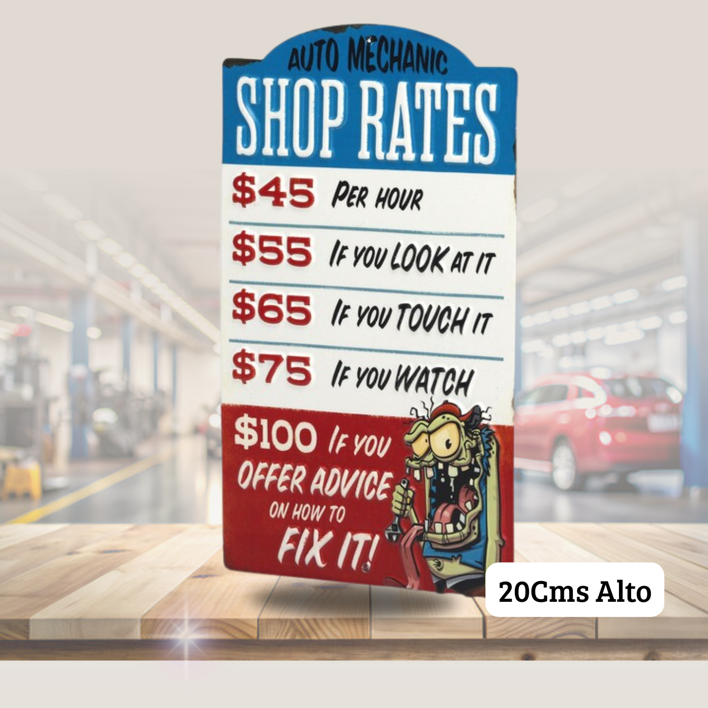 Cartel en Relieve Metal -SHOP RATES METAL