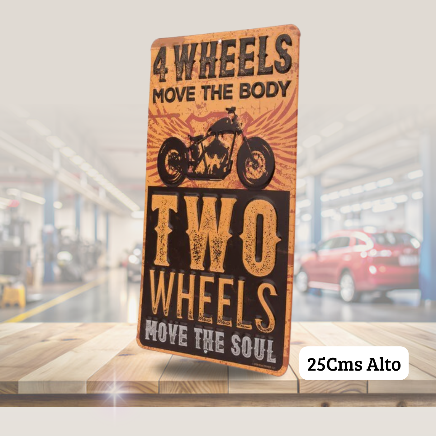 Cartel en Relieve Metal - FOUR WHEELS