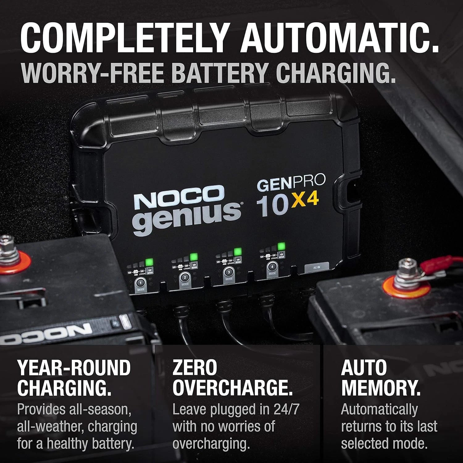 NOCO Genius GENPRO10X4: 4-Bank, 40A, 12V Marine Onboard Battery Charger