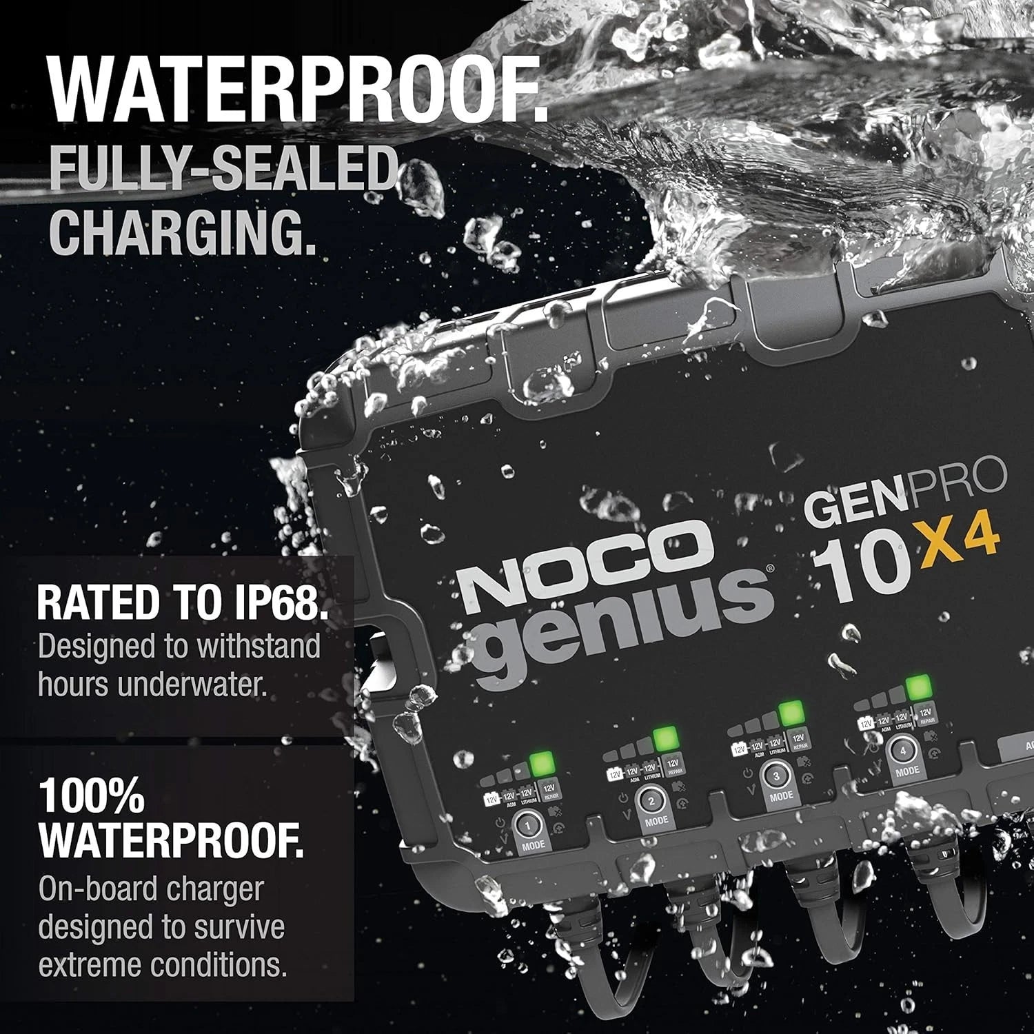 NOCO Genius GENPRO10X4: 4-Bank, 40A, 12V Marine Onboard Battery Charger