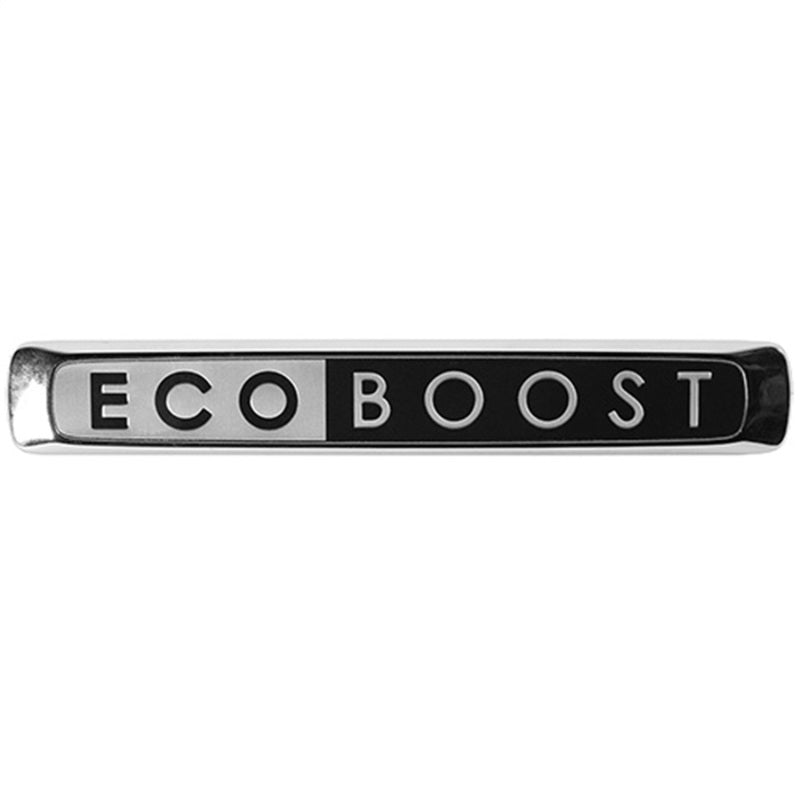 Ford Racing Black/Chrome EcoBoost Emblem - Large 5-11/16in x 13/16in (Set of 2)