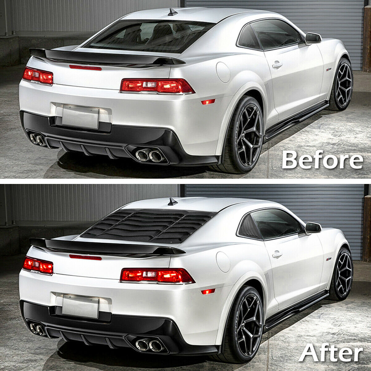 Chevy Camaro 2010-2015 Matte Black Rear & Side Window Louver Sun Shade Cover