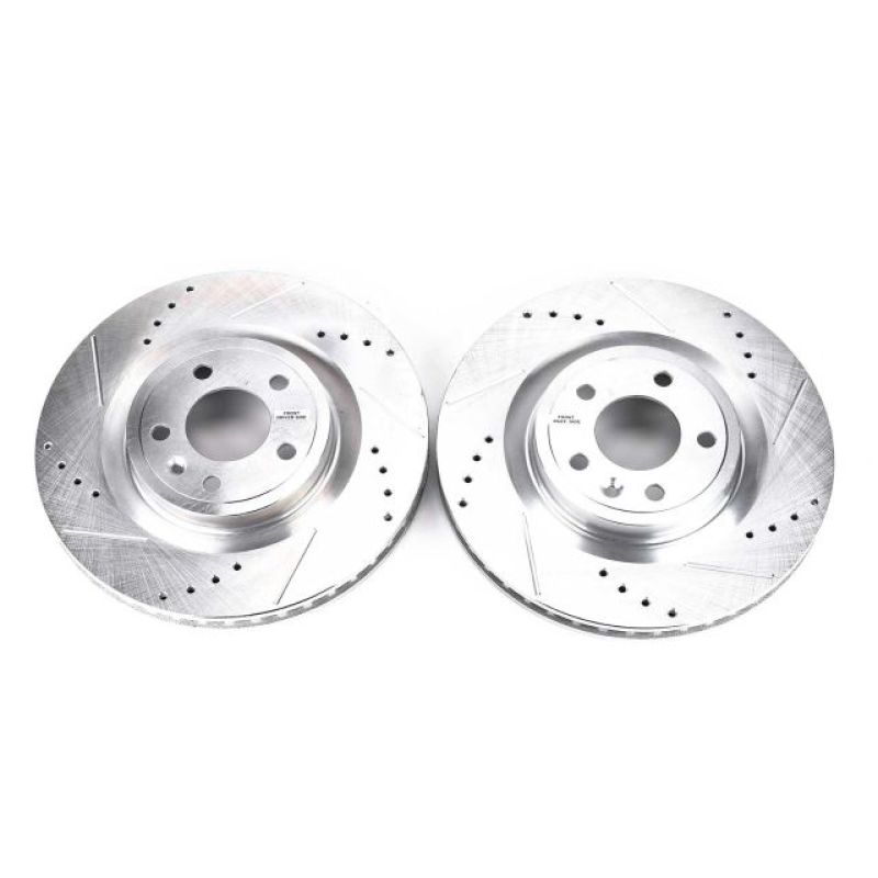 Power Stop 11-14 Ford Mustang 13.23" Discos Perforados y Ranurados DELANTEROS NON BREMBO- Par 336mm