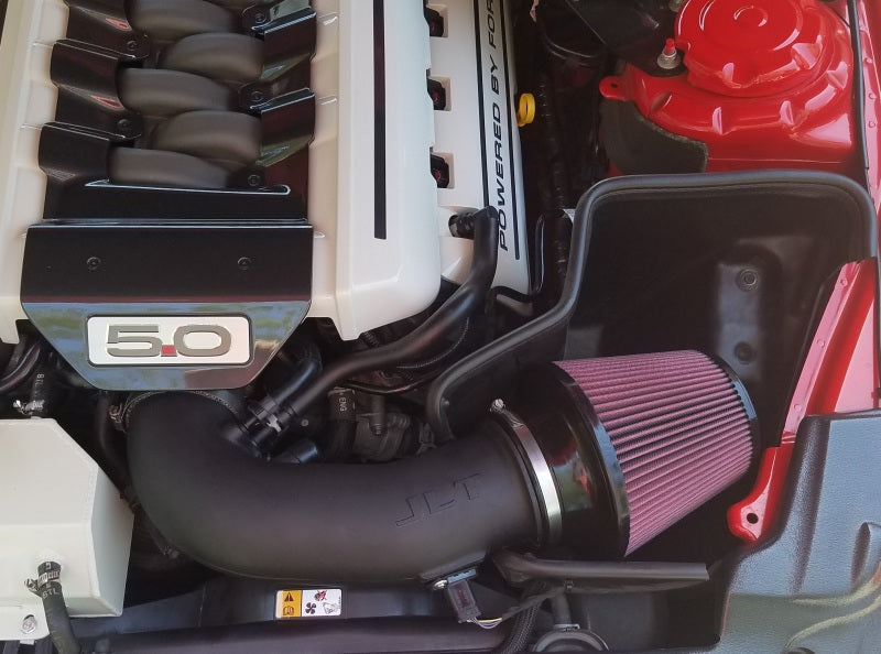 JLT 15-17 Ford Mustang GT Black Textured Cold Air Intake Kit w/Red Filter - Tune Req ( CAI-FMG-15 )
