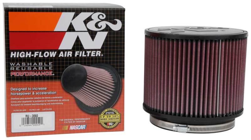 RU-3060 K&N Universal Rubber Filter 6in FLange ID / 7.5in OD / 6in Height / Round Straight