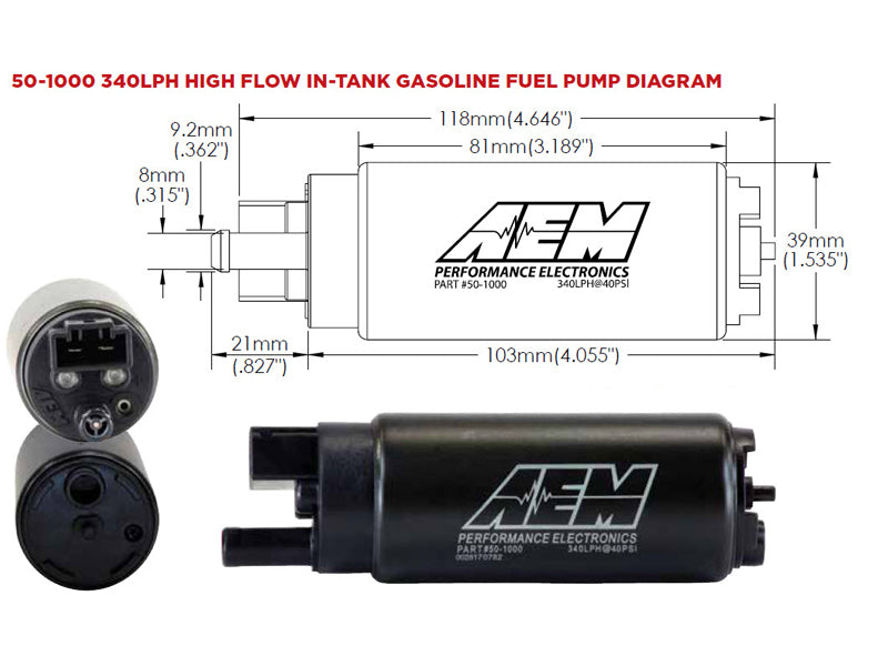 50-1000 AEM 340LPH In Tank Fuel Pump Kit