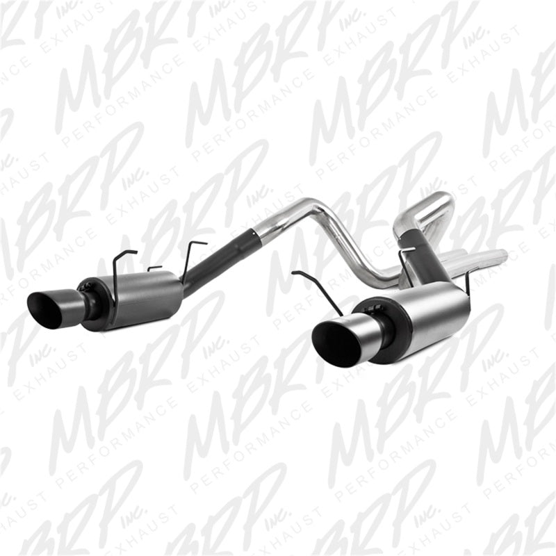 S7258BLK MBRP 11-14 Ford Mustang GT 5.0L 3in Cat Back Dual Split Rear Street Version 4in Tips - Black