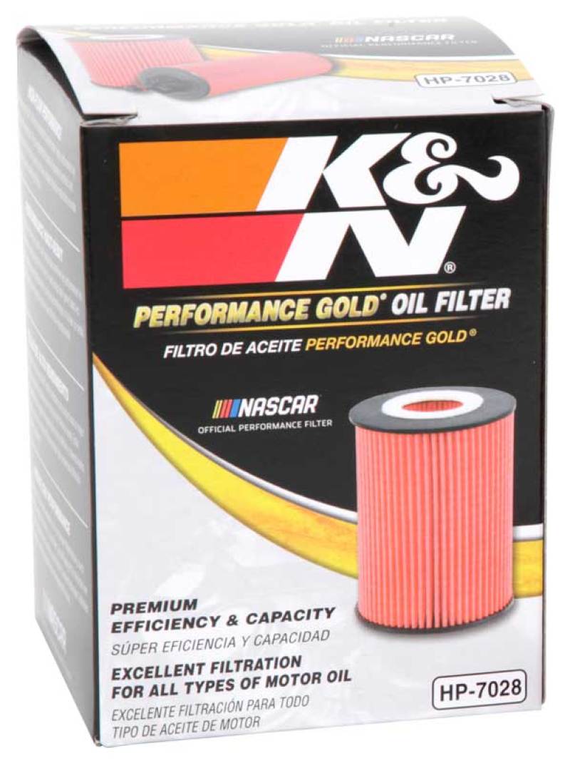 HP-7028 K&N Performance Oil Filter for 2010+ Mercedes Benz GLE350D 3.0L V6 DSL 2.75in OD x 3.625in H