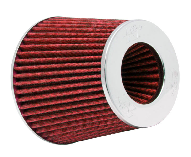 RG-1001RD K&N Universal Air Filter Chrome Round Tapered Red - 4in Flange ID x 1.125in Flange Length x 5.5in H