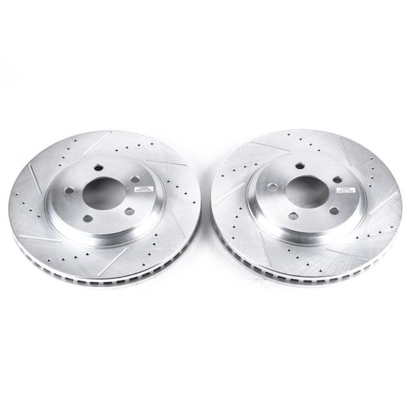 Power Stop 05-14 Ford Mustang Discos Perforados y Ranurados DELANTEROS - Par 316,2mm