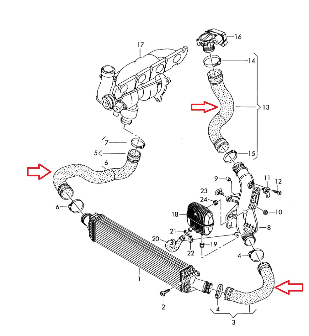 B8 A4/A5 Silicone Intercooler Hose kit CTS Turbo SIL-B8-ITKIT