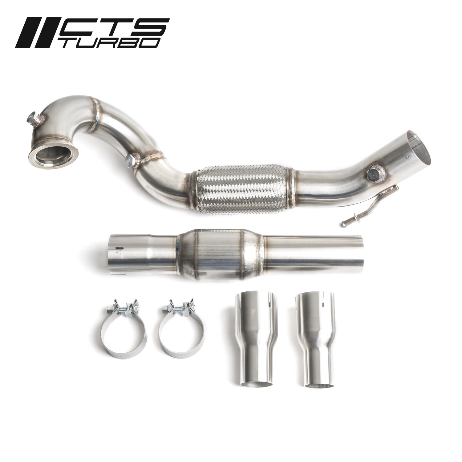 CTS Turbo MK6/MK7 Jetta SE 1.4T; MK7 Golf 1.4T 3" Downpipe with HIGH-FLOW CAT CTS Turbo EXH-DP-0033-CAT