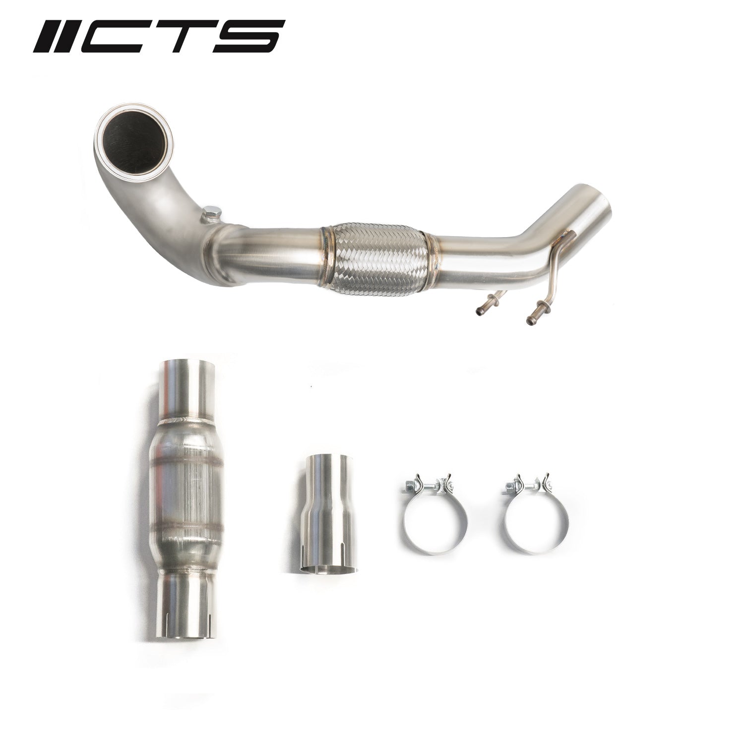 CTS Turbo MQB FWD Exhaust Downpipe with HIGH FLOW CAT (MK7/MK7.5 Golf; GTI; GLI; A3 FWD) CTS Turbo EXH-DP-0014-CAT