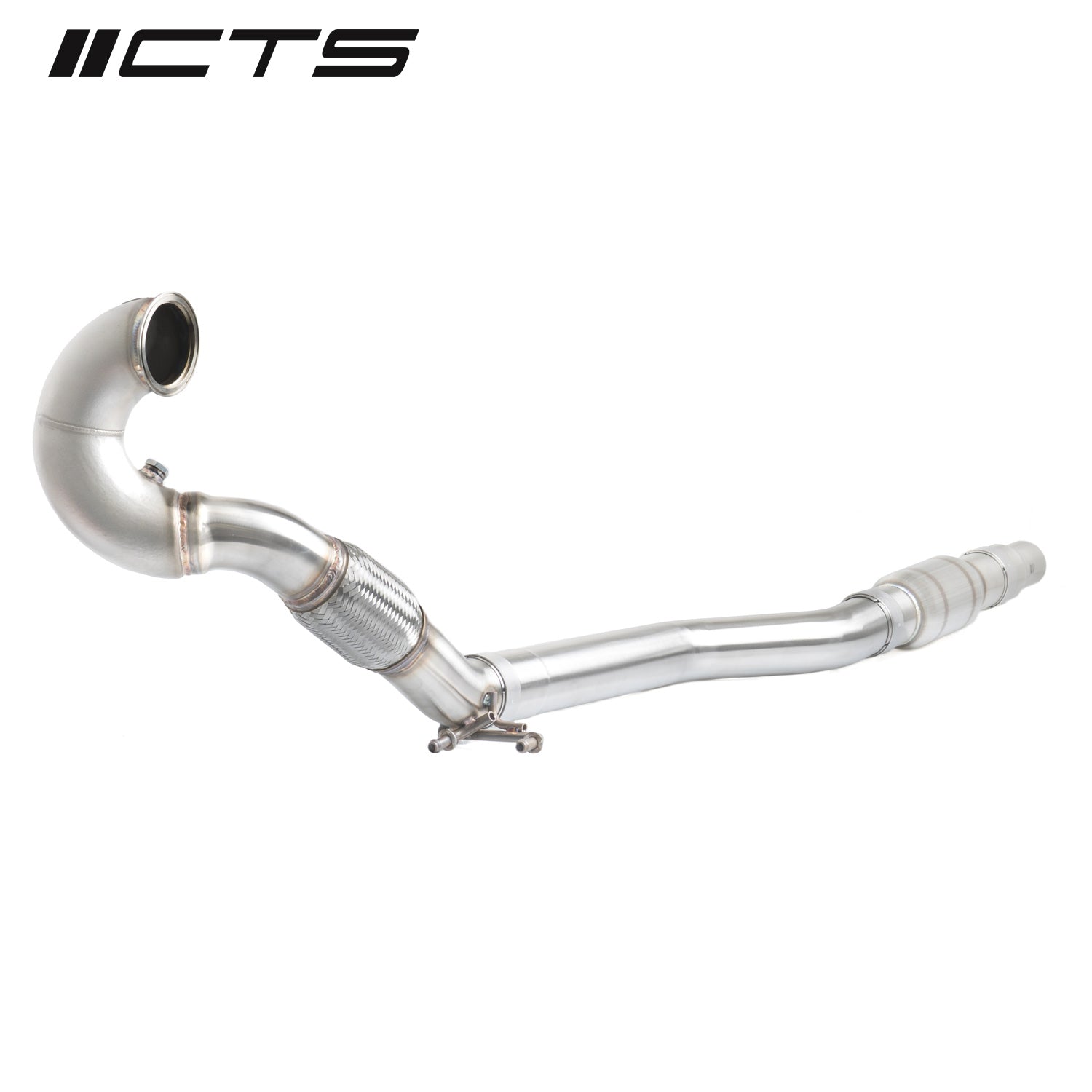 CTS Turbo MQB AWD Exhaust Downpipe with HIGH FLOW CAT (MK7/MK7.5 Golf AWD; Golf R; A3/S3/TT/TT-S Quattro) CTS Turbo EXH-DP-0015-CAT