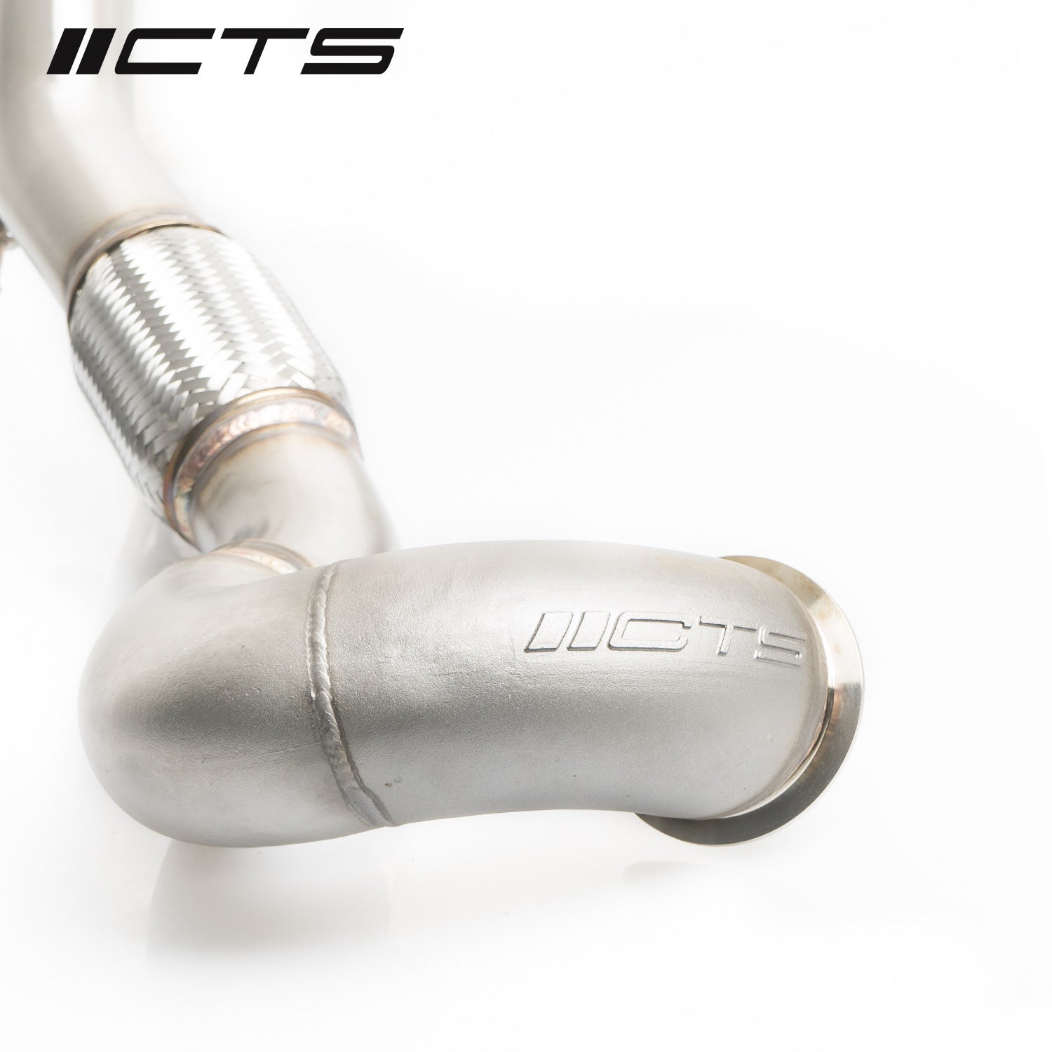 CTS Turbo MQB AWD Exhaust Downpipe with HIGH FLOW CAT (MK7/MK7.5 Golf AWD; Golf R; A3/S3/TT/TT-S Quattro) CTS Turbo EXH-DP-0015-CAT
