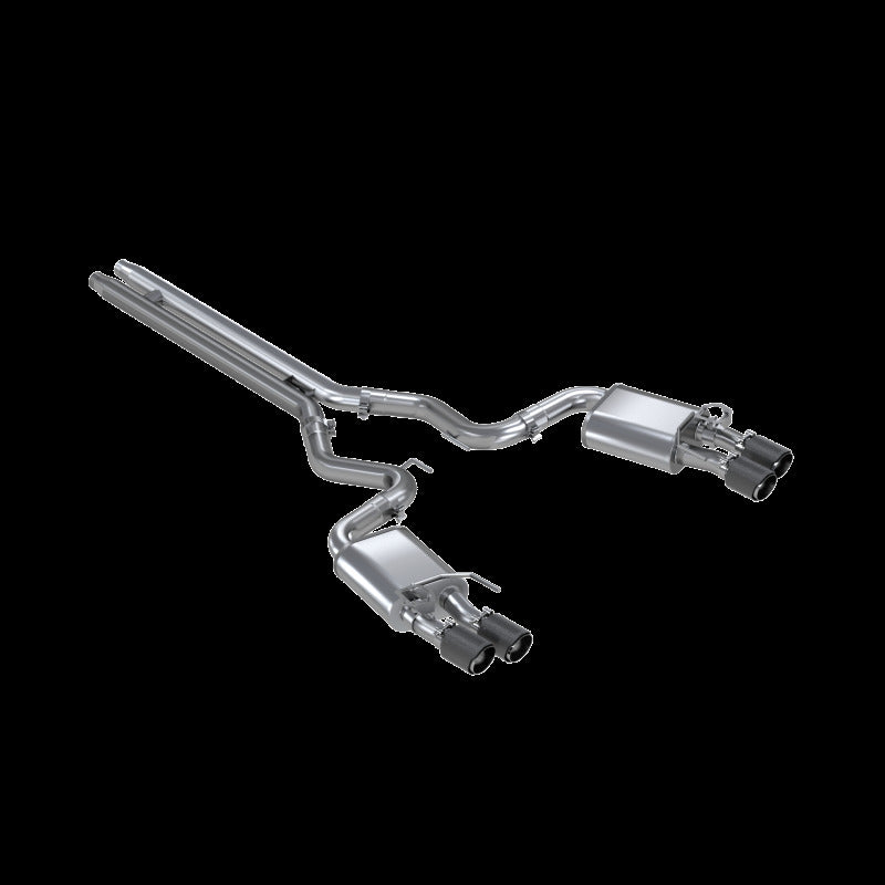 S72093CF MBRP 18-20 Ford Mustang GT 5.0 w/ Quad Tip Active Exhaust Cat Back Split Rear T304 w/ Carb Fib Tips