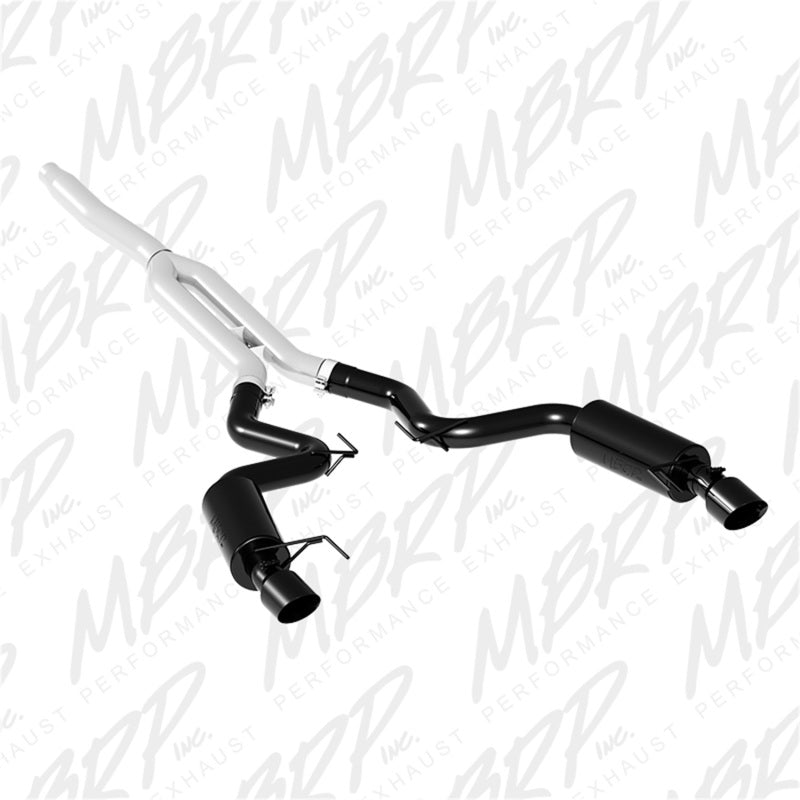 S7274BLK MBRP 15-18 Ford Mustang EcoBoost 2.3L Black 3in Cat Back Dual Split Rear Exit (Street Version)