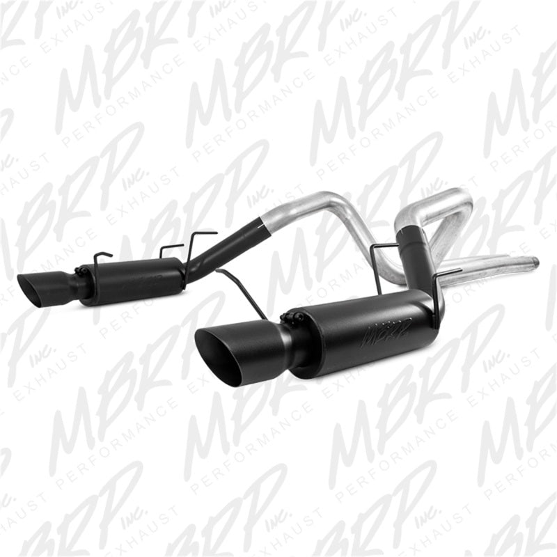 S7264BLK MBRP 11-14 Ford Mustang GT 5.0L 3in Cat Back Dual Split Rear Race Version 4in Tips - Black
