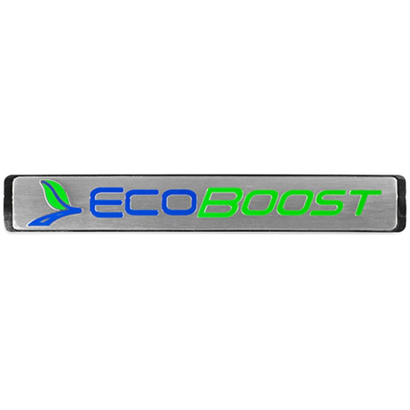 Ford Racing Silver w/Blue & Green EcoBoost Emblem - Medium Size 5-5/8in x 13/16in (2 Pack)