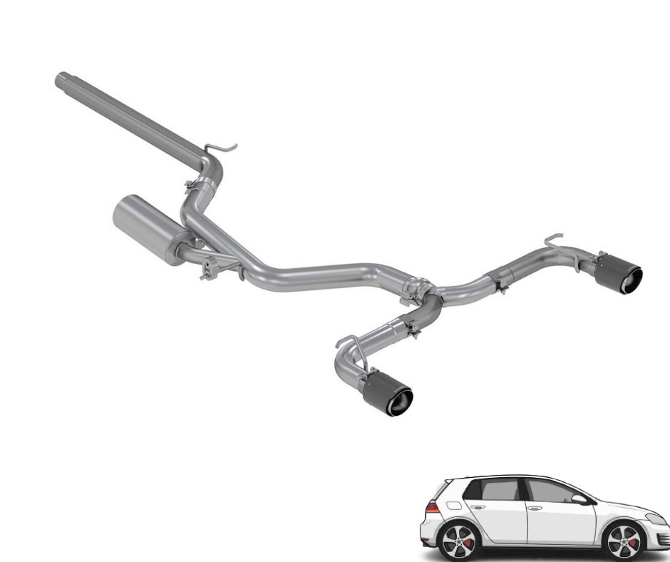 S46063CF MBRP 15-17 VW 2.0L Turbo Golf GTI MK7 3in T304 Cat Back Exhaust w/ Dual Split Rear Exit