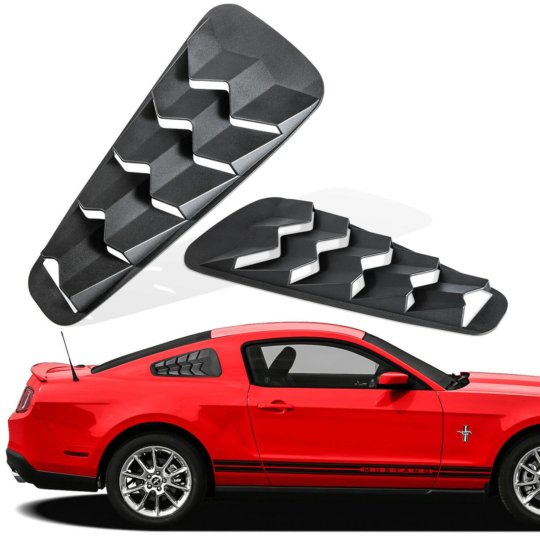 Ford Mustang 2005-2014 Rear & Side Window Louver Sun Shade Cover Vent ABS
