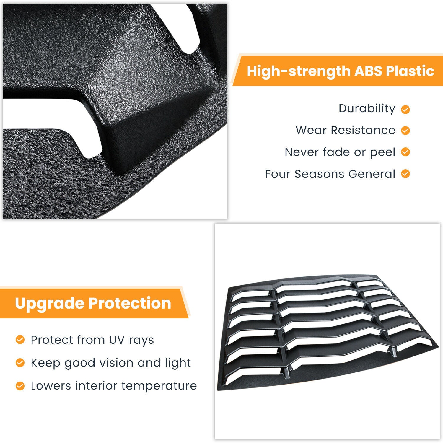 Ford Mustang 2005-2014 Rear & Side Window Louver Sun Shade Cover Vent ABS