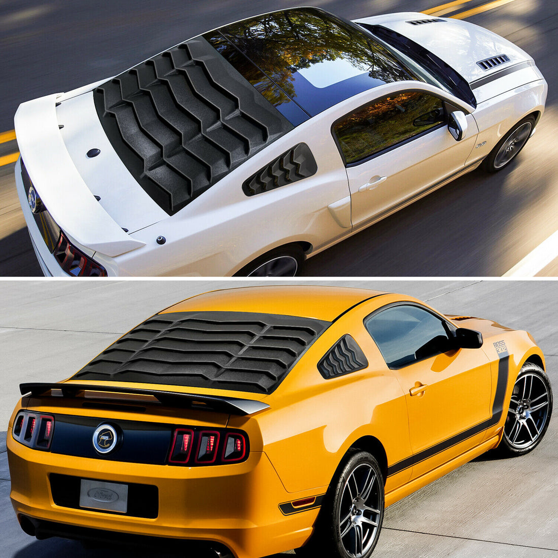 Ford Mustang 2005-2014 Rear & Side Window Louver Sun Shade Cover Vent ABS