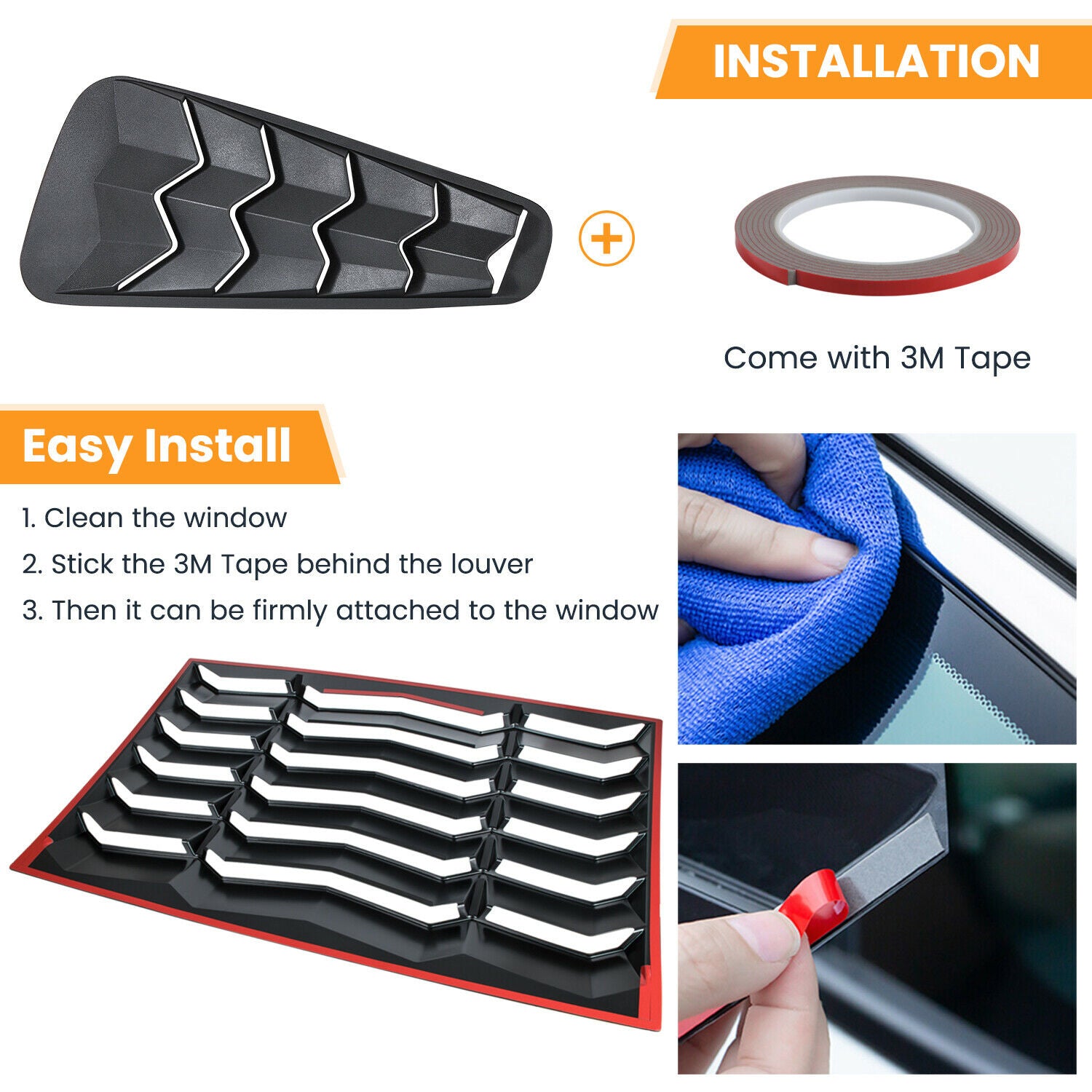 Ford Mustang 2005-2014 Rear & Side Window Louver Sun Shade Cover Vent ABS