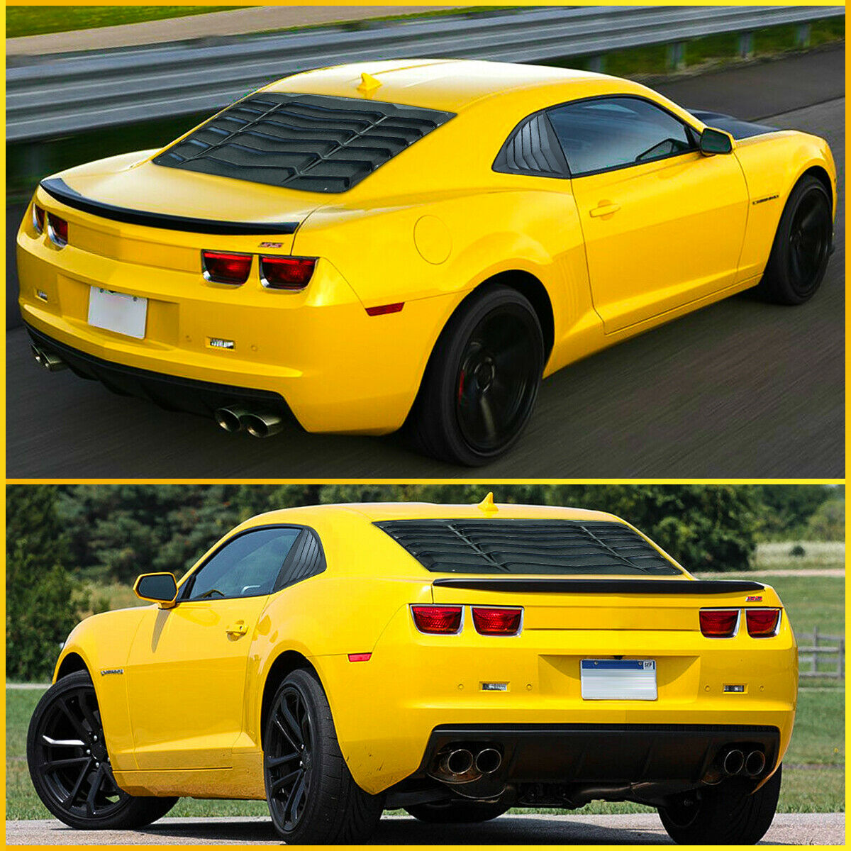 Chevy Camaro 2010-2015 Matte Black Rear & Side Window Louver Sun Shade Cover