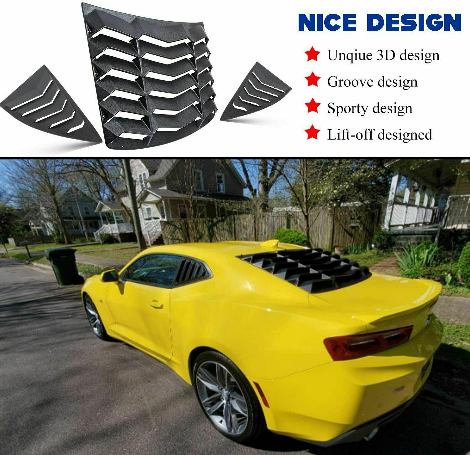 Chevy Camaro 2010-2015 Matte Black Rear & Side Window Louver Sun Shade Cover
