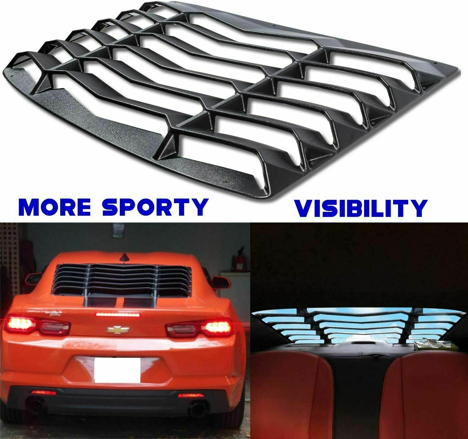 Chevy Camaro 2010-2015 Matte Black Rear & Side Window Louver Sun Shade Cover