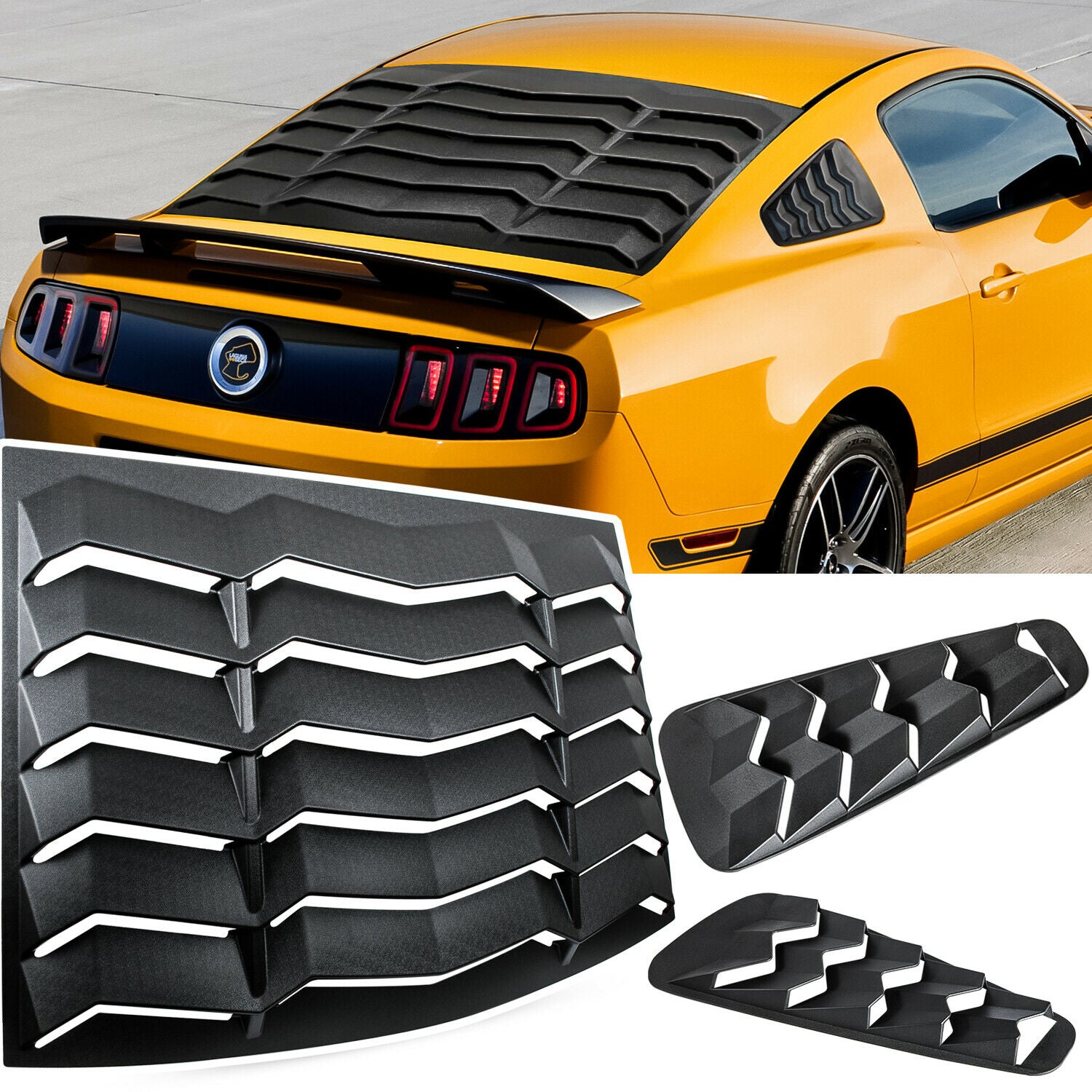 Ford Mustang 2005-2014 Rear & Side Window Louver Sun Shade Cover Vent ABS