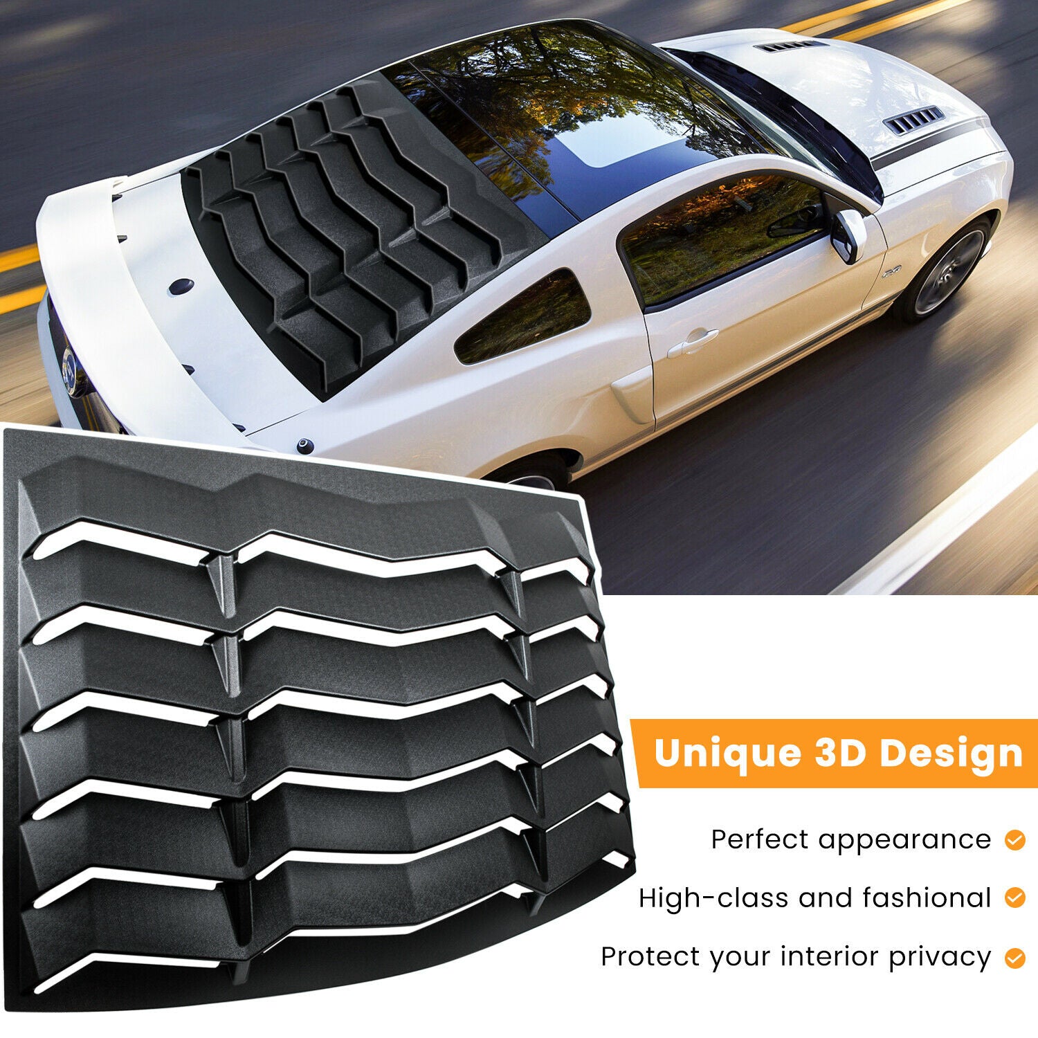 Ford Mustang 2005-2014 Rear & Side Window Louver Sun Shade Cover Vent ABS